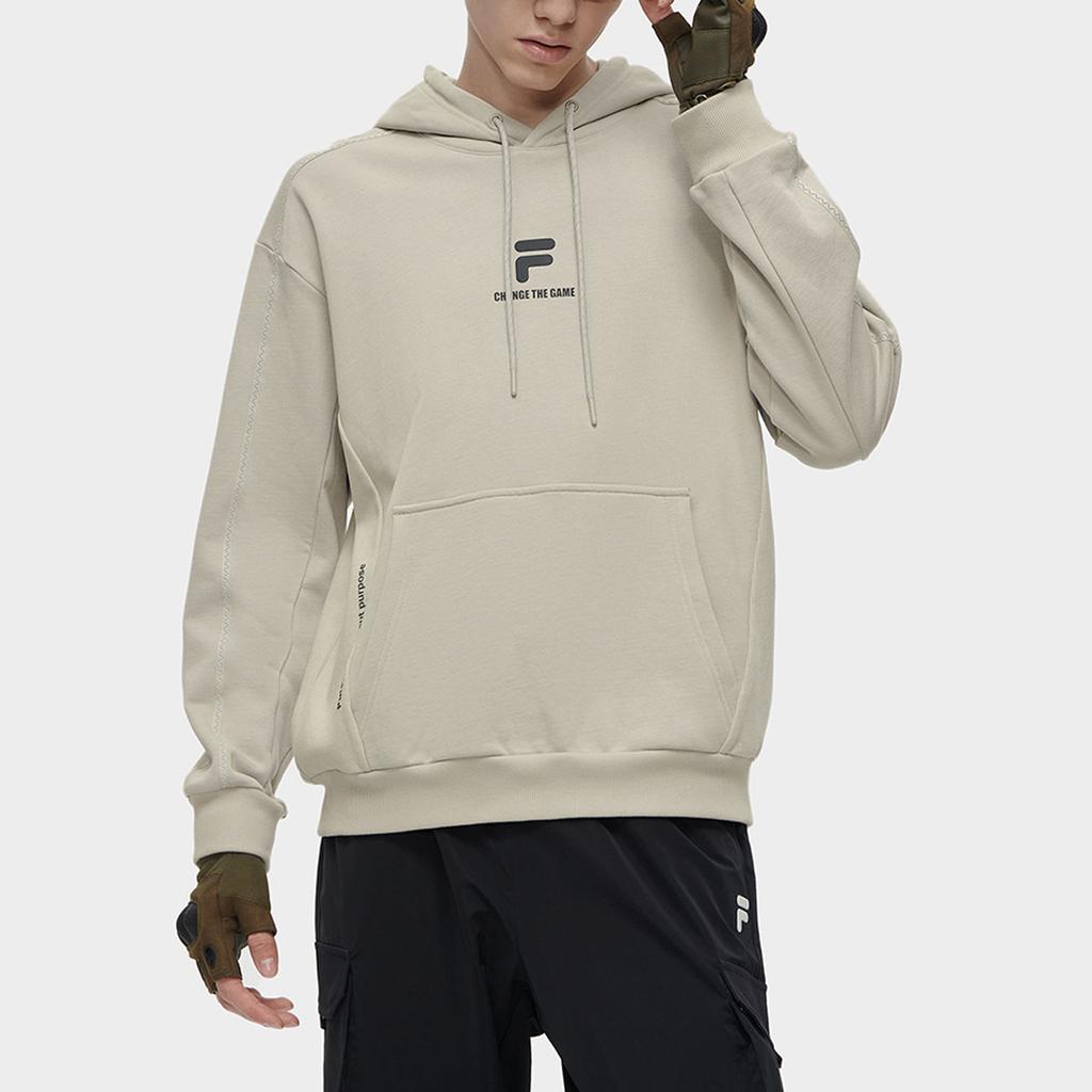 Fila Fusion Letter Print Loose Hooded Sweatshirt Men Sweatshirt Suede T11M341205ABG