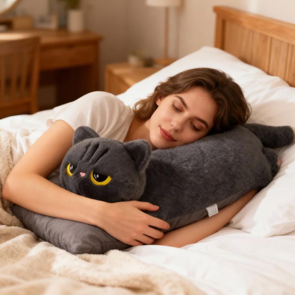 1PCS Cute Cat Lying Doll Plush Sofa Pillow Kawaii Cartoon Animal Stuffed Toy Gift Office Sleep Decor New Year Valentine's Day