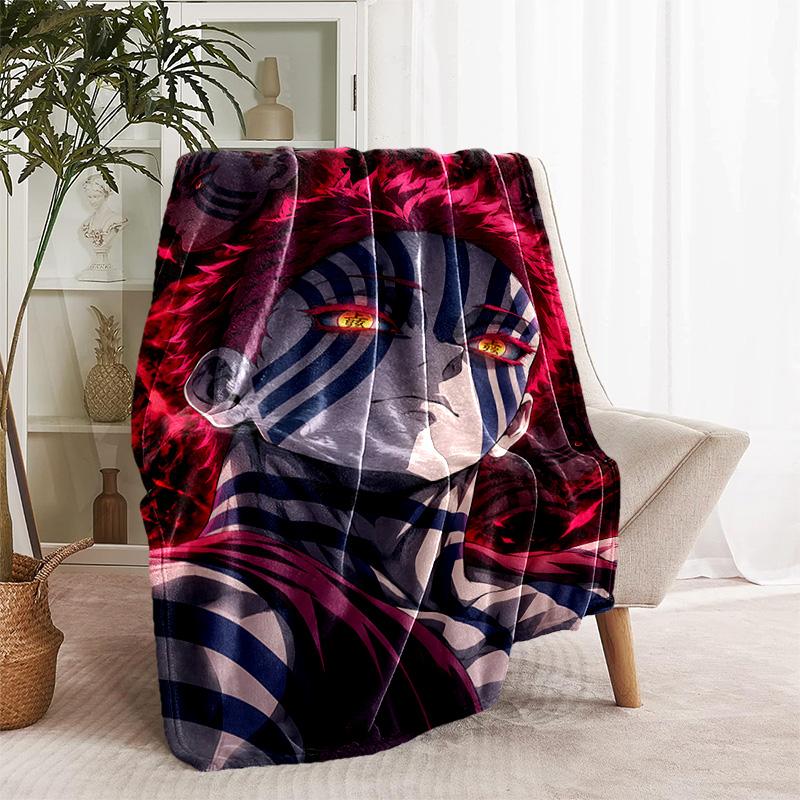 Demon Slayer Akaza printed throw blanket—lightweight,soft,warm;versatile blanket for all seasons—perfect as &air-conditioning throw,nap blanket