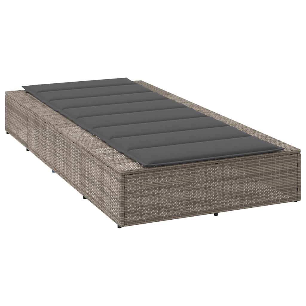 Sonnenliege mit Schwimmkissen Grau Poly-Rattan