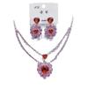Luxury Heart Pendant Jewelry Set Earring Pink Red Necklace For Women Bridal Wedding Exquisite Fashion Zircon Party Banquet Gift