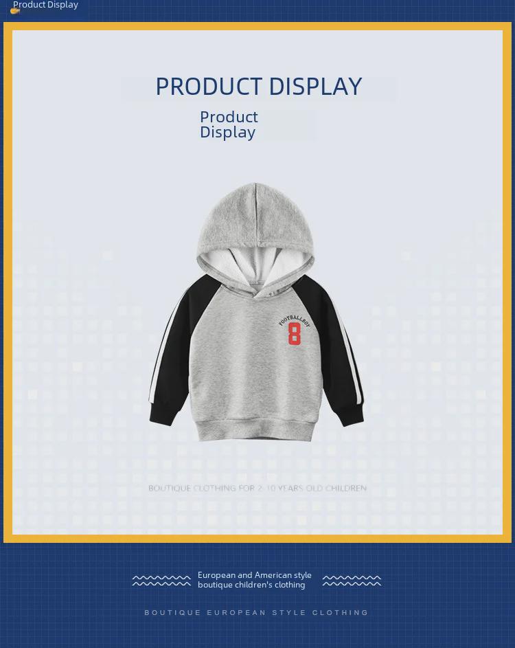 27kids Korean Autumn Children's Velvet Hoodie Sweater for Boys