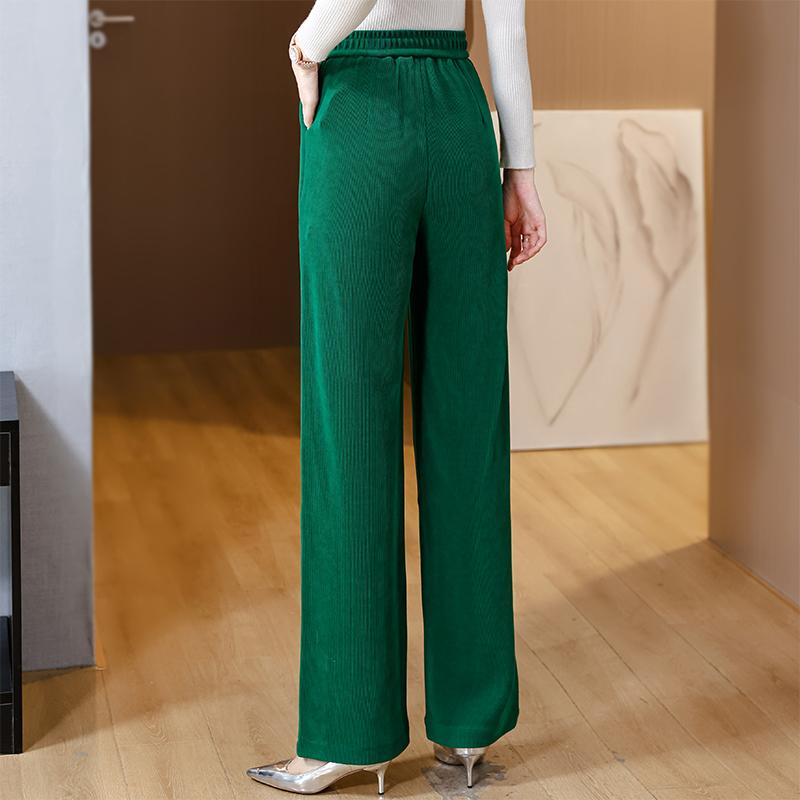 High Waist Corduroy Wide Leg Pants for Women Casual Loose Fit Straight Trousers