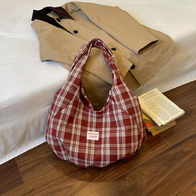 Womens Plaid Hobo Bag Casual Shoulder Handbag Large Tote Purse for Travel