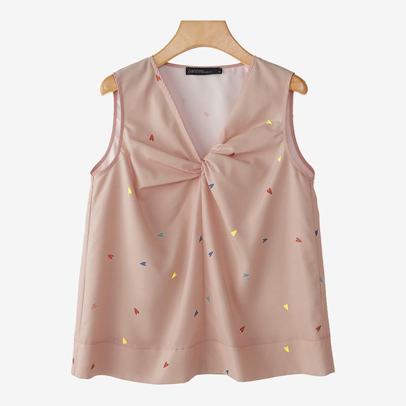 

ZANZEA Женские летние повседневные майки без рукавов с V-образным вырезом 4XL розовый