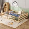 Montessori Children's Bed with Surround Frame – Without Base Frame, Floor-Level Solid Wood, Easy Assembly (140x200 Cm, Natural)