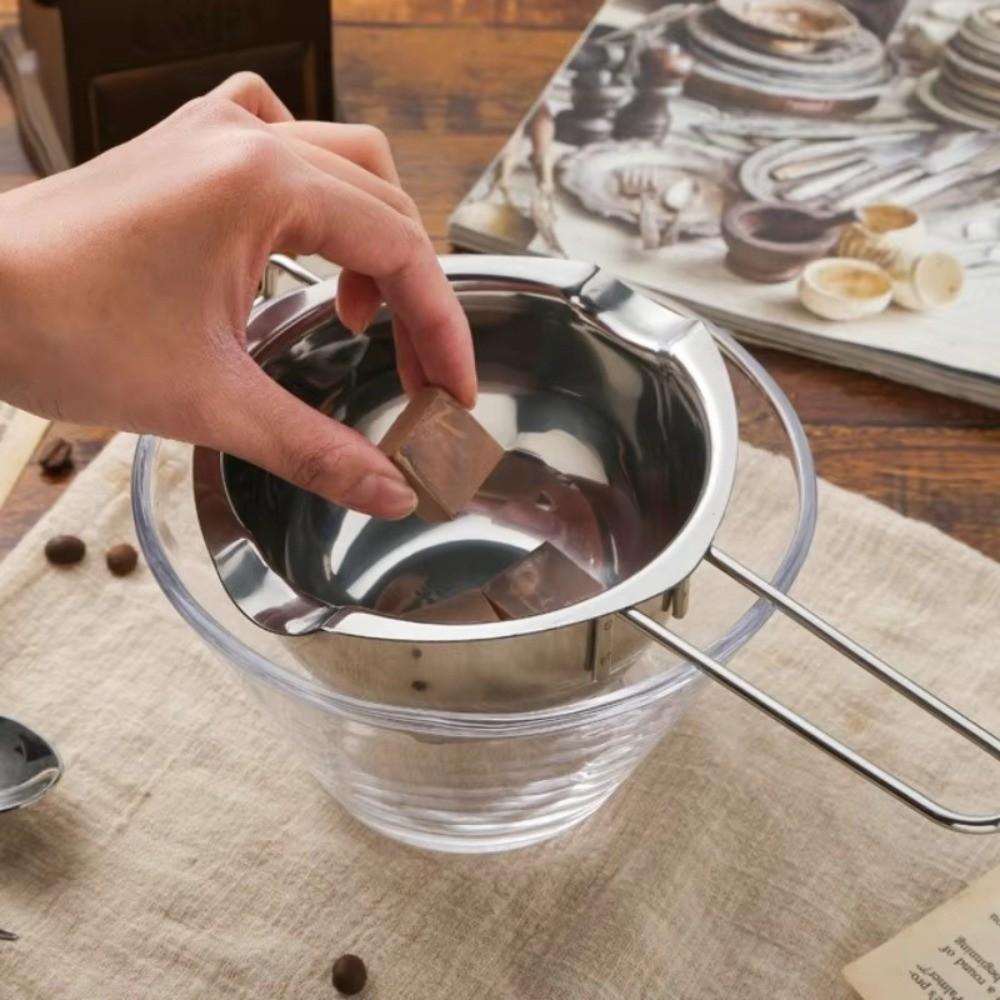 400/600ml Candle Wax Melting Boiler Pot Melting Chocolate Heat Resistant Handle Candle Making Supplies Stainless Steel Bowl