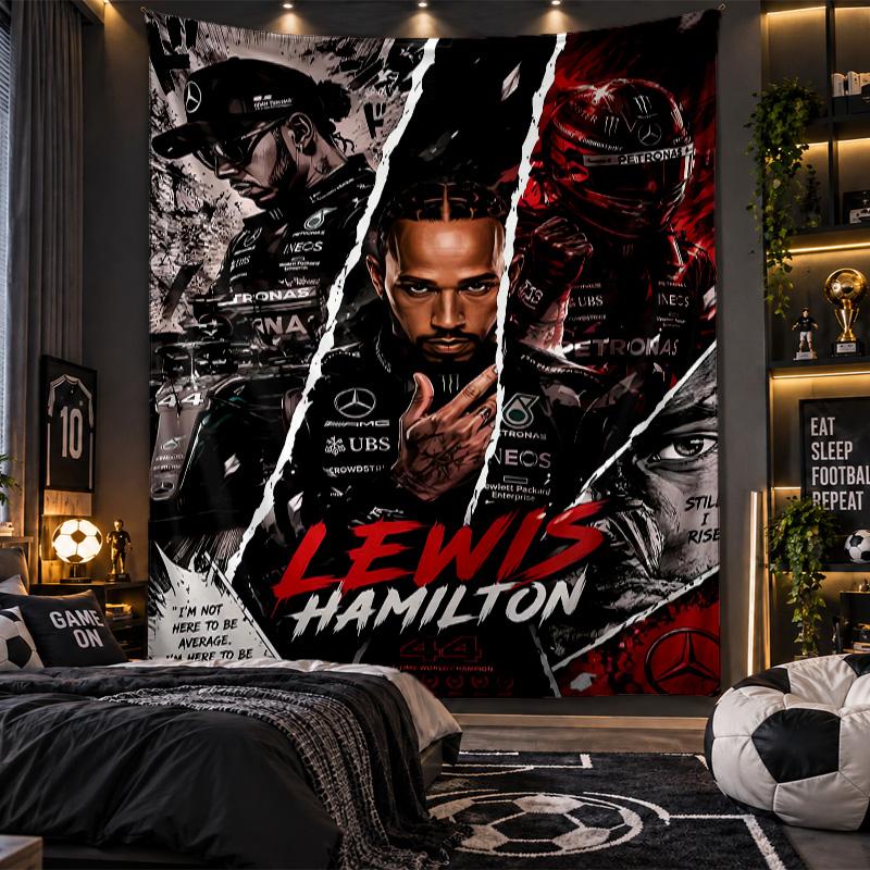 Wall Hanging Tapestry Lewis Hamilton Print Cloth for Living Room Bedroom Home Decor
