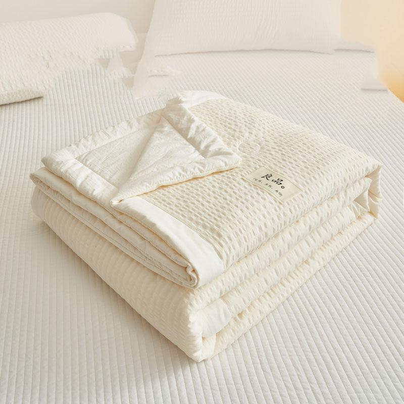 Summer Solid Color Thin Quilt Seersucker Comfortable Breathable Quilt Double Large Washed Soy Fiber Air Conditioning Quilt