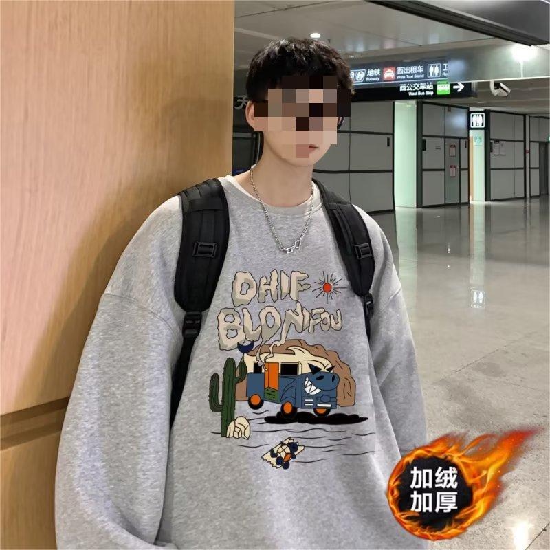 

Sweater Men s Crew Neck High Street American West Coast Style Retro 2026 New Trendy Brand Ins Shoulder-down Outer Coat M