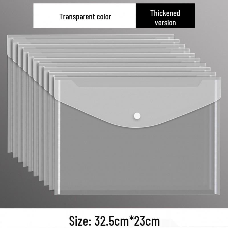 Waterproof A4 Plastic Document Bag with Snap Closure - Transparent, Thickened for File Storage and Organization