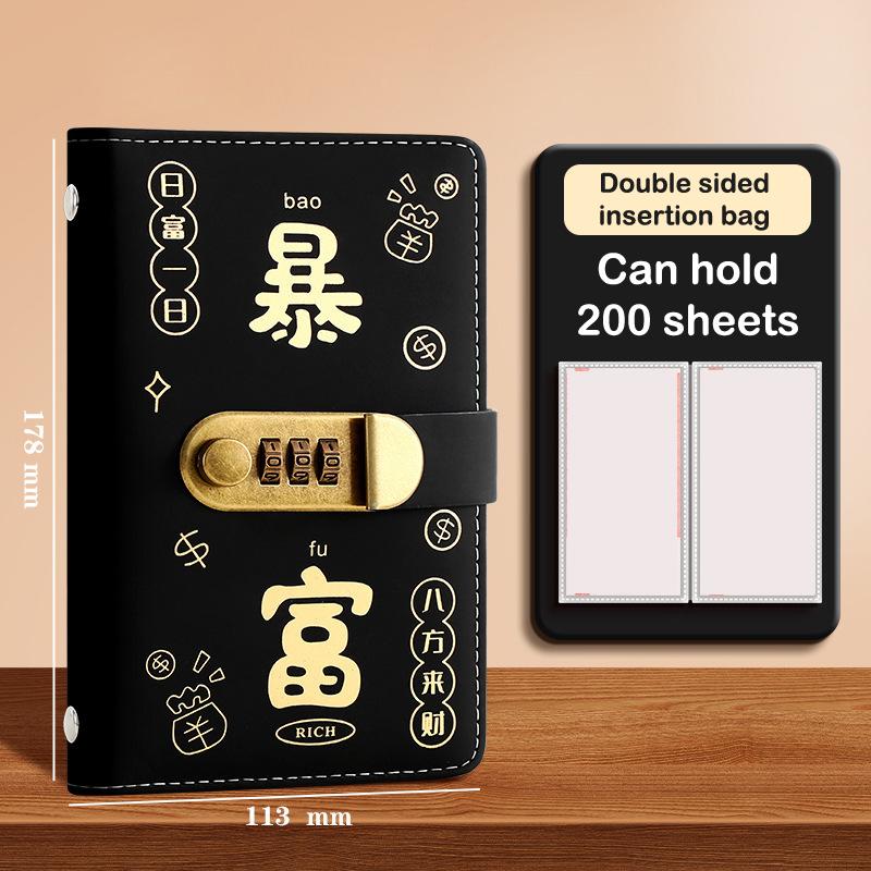 

Money Saving Challeng Binder with Password Lock Large Capacity Cash Organizer Book 2