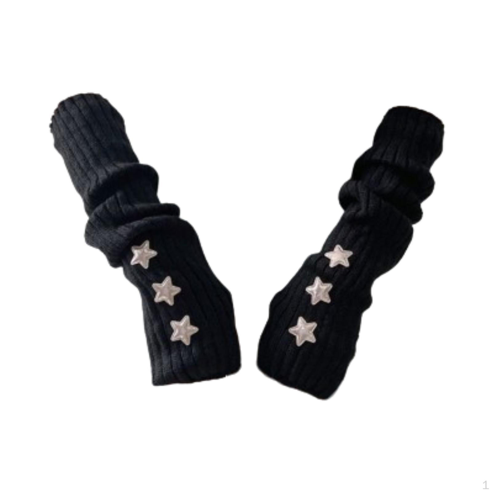 

Arm Sleeves for Winter, Knitted Gloves with Thumb Hole Design black