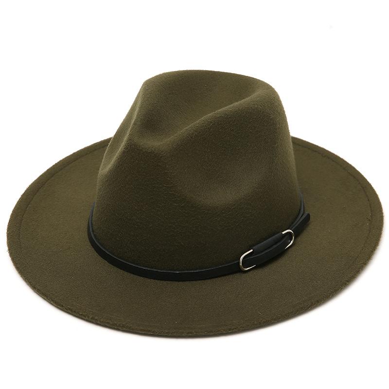 

Классическая женская шляпа в британском стиле, шляпа джаз, новая простая шляпа джаз с широкими полями и конической тульей для осени и зимы M（56-58cm）