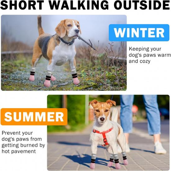 SCENEREAL Dog Socks to Prevent Licking Paws for Hot/Cold Pavement, Dog Boots & Paw Protectors for Small Medium Large Dogs, Senior Dog Grippy Socks