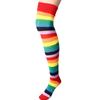 Girl Polyester Cotton Long Stockings Rainbow Colorful Stockings High Tights Women Stripey Stockings