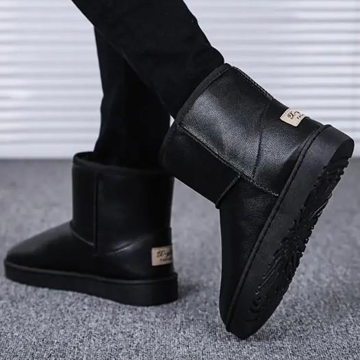 Winter velvet cotton boots men's thickened warm shoes youth tide boots high-top shoes short boots leather outdoor snow boots