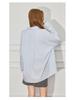 Women's Light Blue Korean Style Polo Collar Shirt Jacket - Spring Design, Loose Fit, Casual Long Sleeve Top