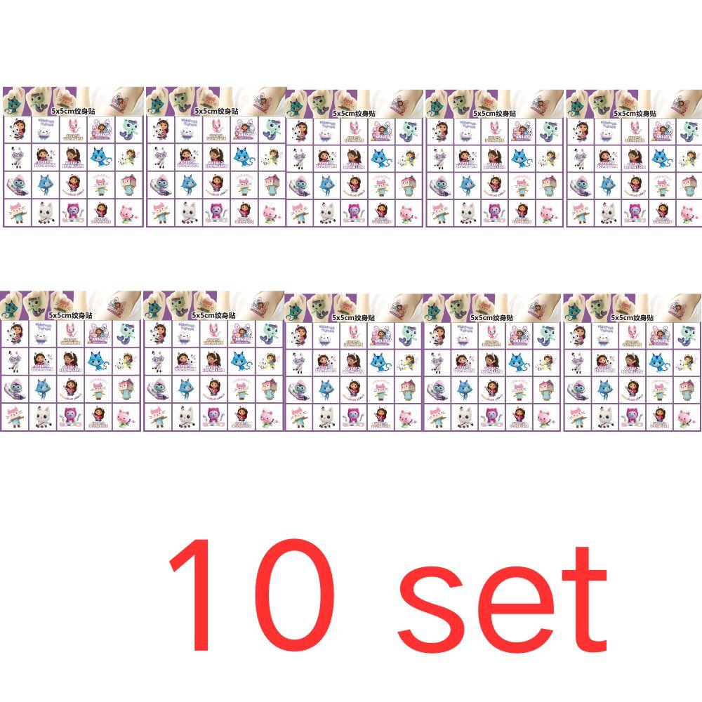 20 niedliche Gabby-Puppenhauskatzen-Tattoo-Aufkleber im Kawaii-Anime-Stil, wasserfest, ideal für Kinder und Mädchen.
