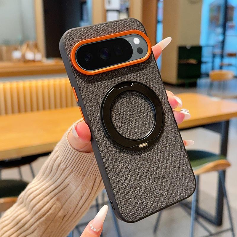 Shockproof Magnetic Case With Adjustable Kickstand For Google Pixel 10 Pro XL 10A Luxury Cloth Metal Lens Protective Back Cover