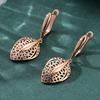 Exquiaite Hollowed Leaf-shaped Golden Plated Pendant Earrings for Women Elegant Daily Holiday Jewelry Accessories Crafts