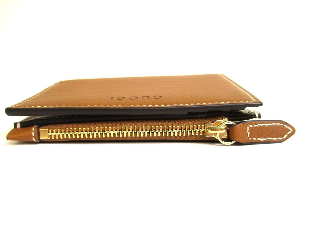 Authentic GUCCI GG Emblem Brown Leather Medium Wallet Bifold Wallet Compact Wallet #a761  Refurbished