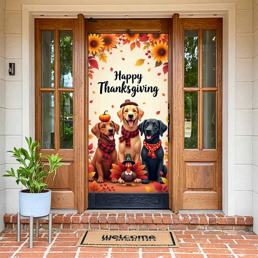 Autumn Banner Cartoon Design Autumn Decor Holiday Decoration Turkey Illustration Event Banner For Family Gathering Indoor Home