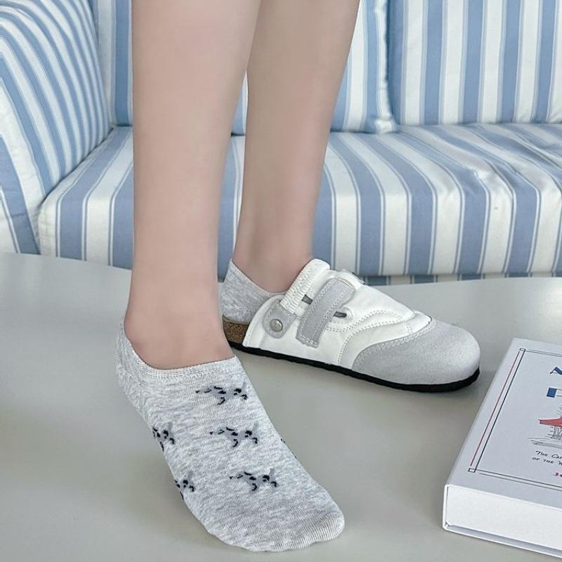 Cartoon Dog Cute Sock Slippers Cotton Thin Breathable Summer Invisible No Show Socks Silicone Non-slip Low Cut Ankle Boat Socks