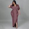 Fashion Plus Size Women's Sexy Nightclub Irregular Split V-Neck Dress