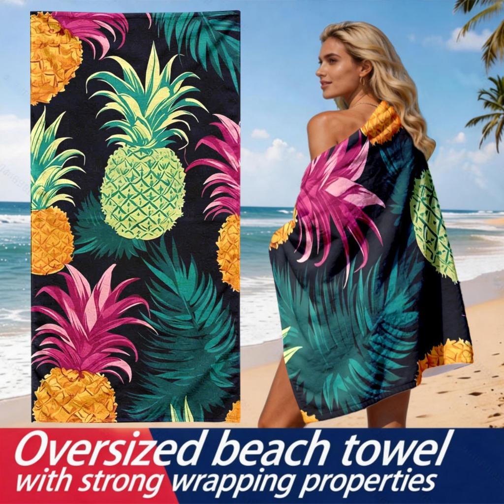 Pineapple palm leaf theme polyester microfiber beach towel is highly absorbent, suitable for swimming and beach outings