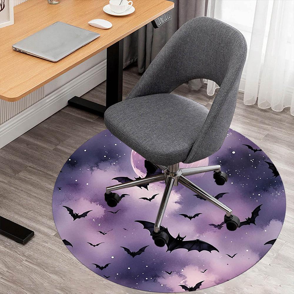 

1pc Bat Moon Round Chair mat Area Rug - Non-Slip, Floor Mat for Office, Bedroom, and Indoor Decor -1002197 80cm by 80cm