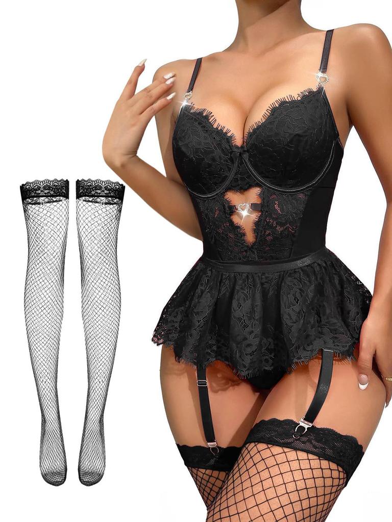 Cross-Border Lace Garter Belt & Stockings: Flirty Nightclub Bodysuit