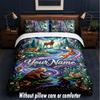 Set Biancheria da Letto 3 Pezzi Tema Magia Fantasy Testo o Nome Personalizzato, 1 Lenzuolo Sotto e 2 Federe Biancheria da Letto Personalizzata per la Casa