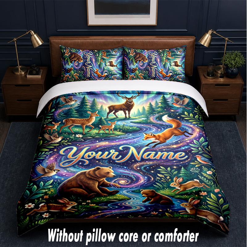Set Biancheria da Letto 3 Pezzi Tema Magia Fantasy Testo o Nome Personalizzato, 1 Lenzuolo Sotto e 2 Federe Biancheria da Letto Personalizzata per la Casa