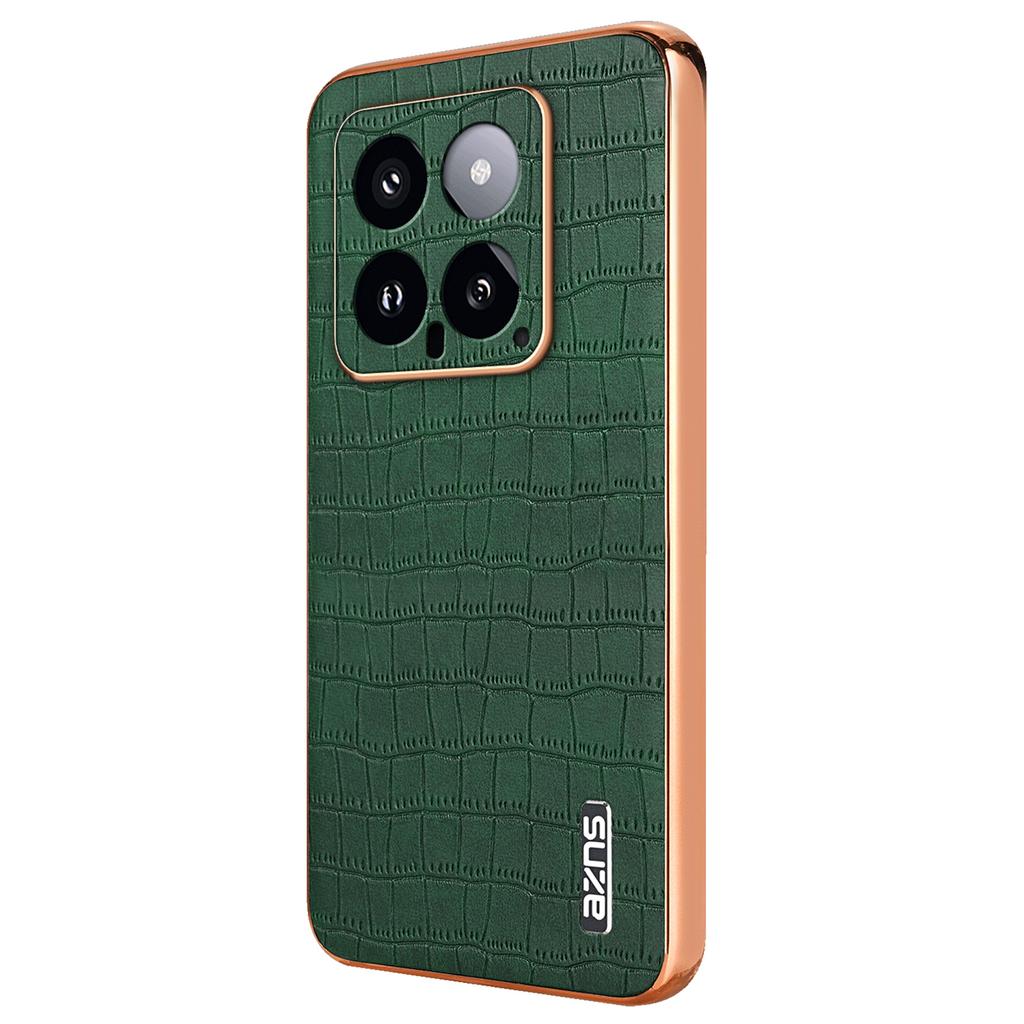 AZNS For Xiaomi 14 Case PU Leather Classic Crocodile Pattern Back Cover