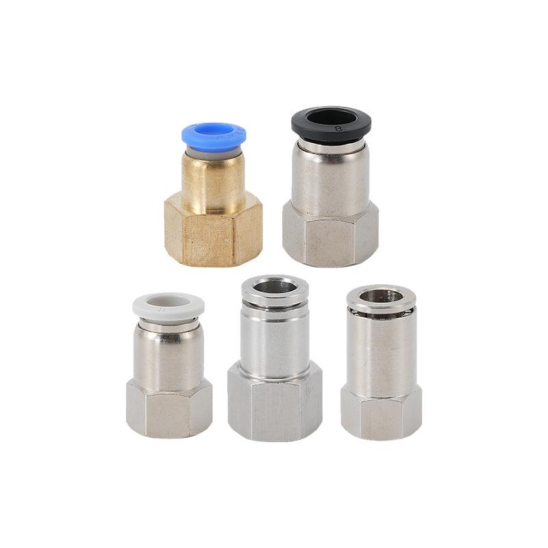 Stainless Steel Pneumatic Quick Connect Hose Fitting, Internal Thread, Straight Through, PCF Series