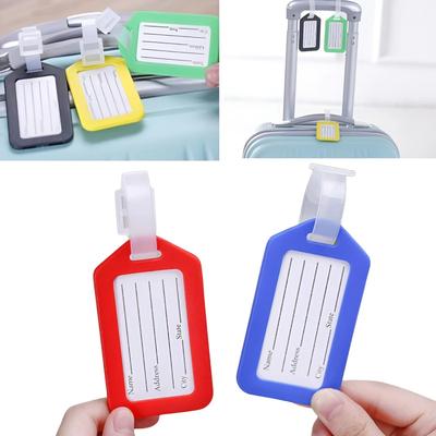 1-10Pcs Luggage Tags Suitcase Label Bag Travel Accessories Luggage Bag Tag Name Address ID Label Plastic Suitcase Baggage Tags