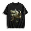 Fun Crocodile Bomber Plane Graphic Casual Top Pure Cotton T-shirt