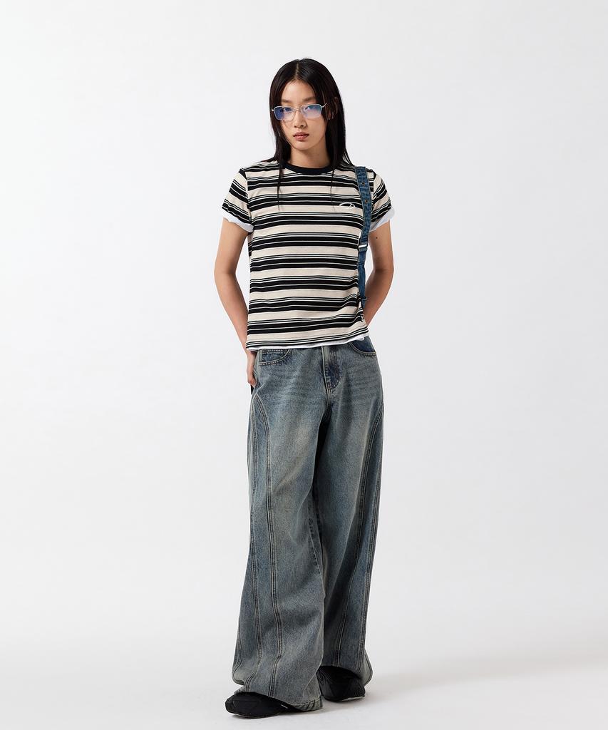 ODDSTUDIO Odsd Striped Regular Fit T-Shirt - Ivory