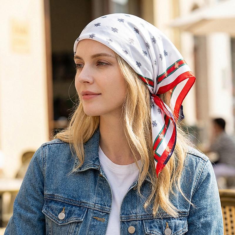 1Pc Square Flight Attendants 50x50CM Elegant Women's Scarfs Fashionable Hijab Bandana Polyester