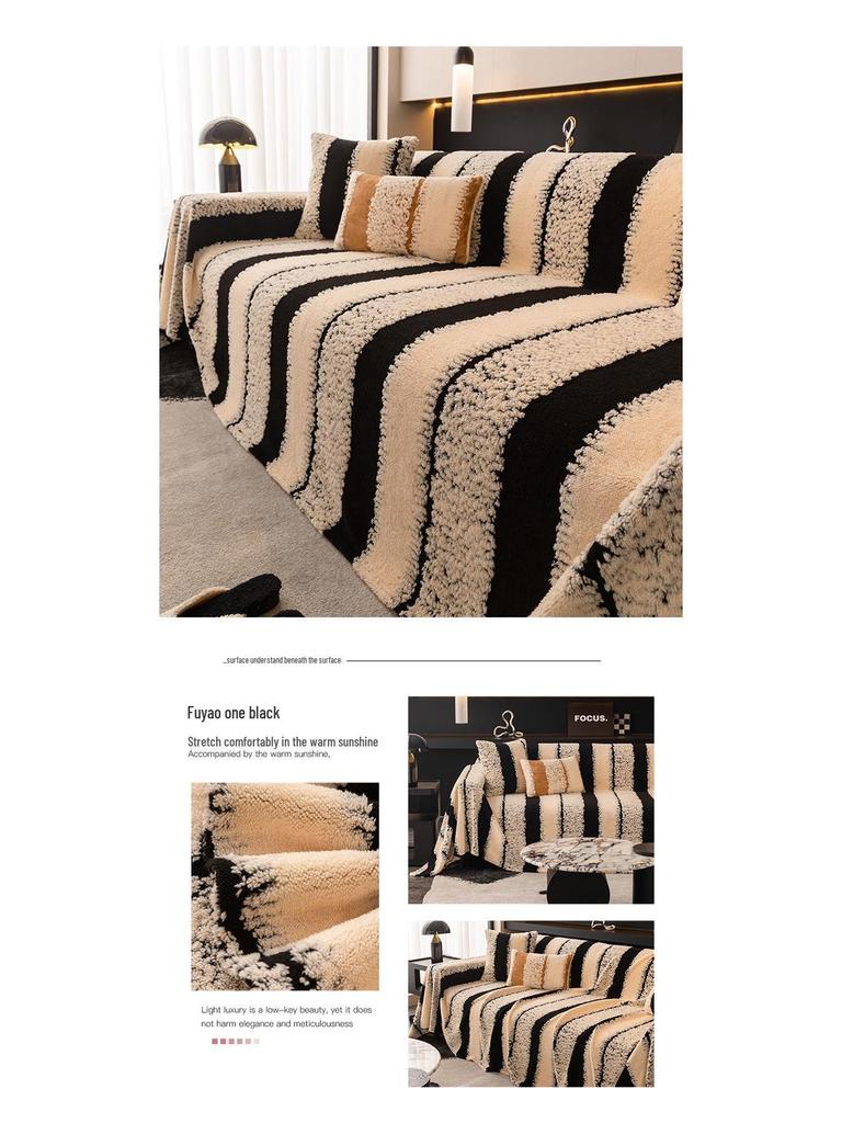 2025 Plush Velvet Sofa Cover – Whole Piece, Non-Slip, Full Wrap Cushion Blanket for Autumn/Winter