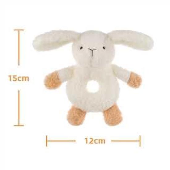 Apricot Lamb Cream Velvet Bunny Rattle, Soft Baby Stuffed Animal Rattle Toy for Boys and Girls, Lovely for Newborns, 0-3 Months, 0-6 Months+, 12cm