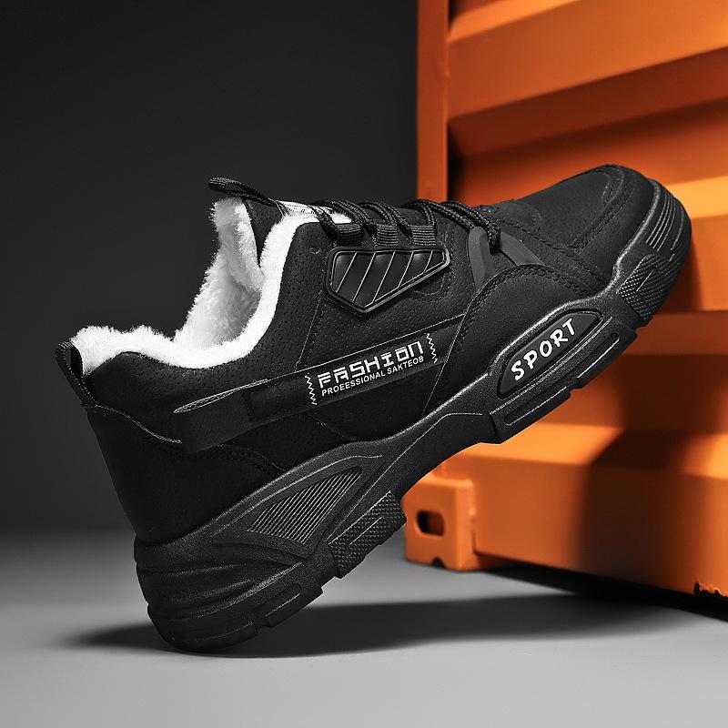 

Winter velvet warm tooling shoes cotton boots men s thickened snow boots business round head tide shoes Martin boots men s shoes 44 чорний