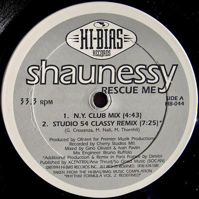 12inch Record SHAUNESSY - Rescue Me HB044 Hi-Bias Records 1994 Canada Dance & Electronica Used