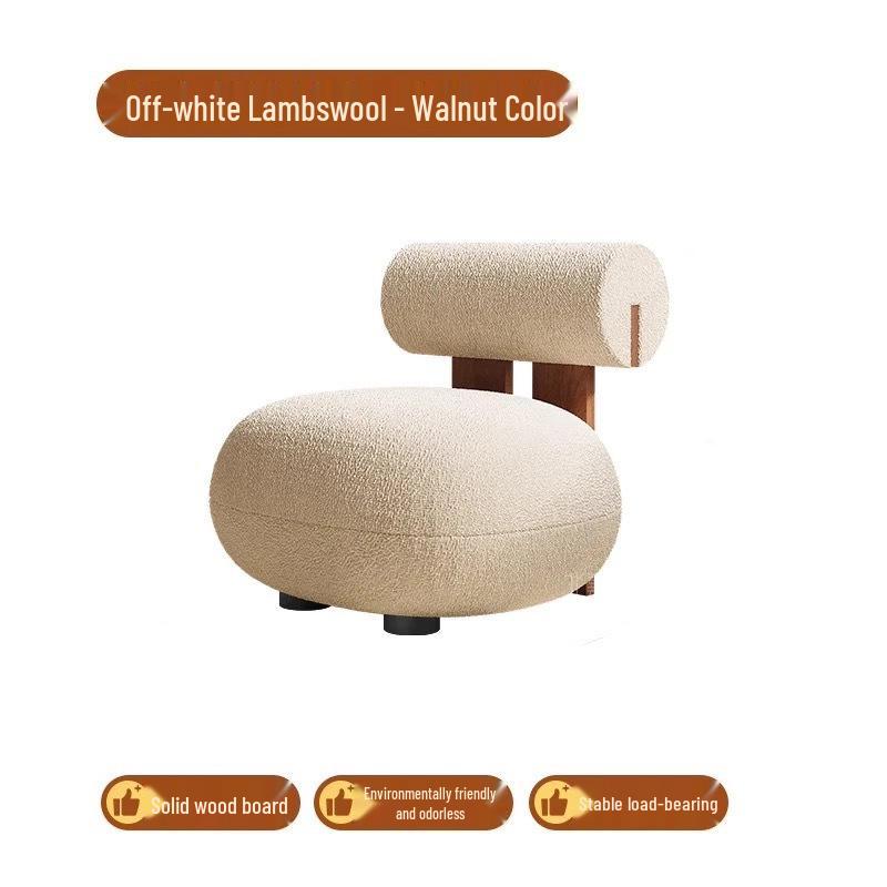 Cream Lamb Wool Hippo Chair: Modern Single Sofa for Bedroom & Living Room