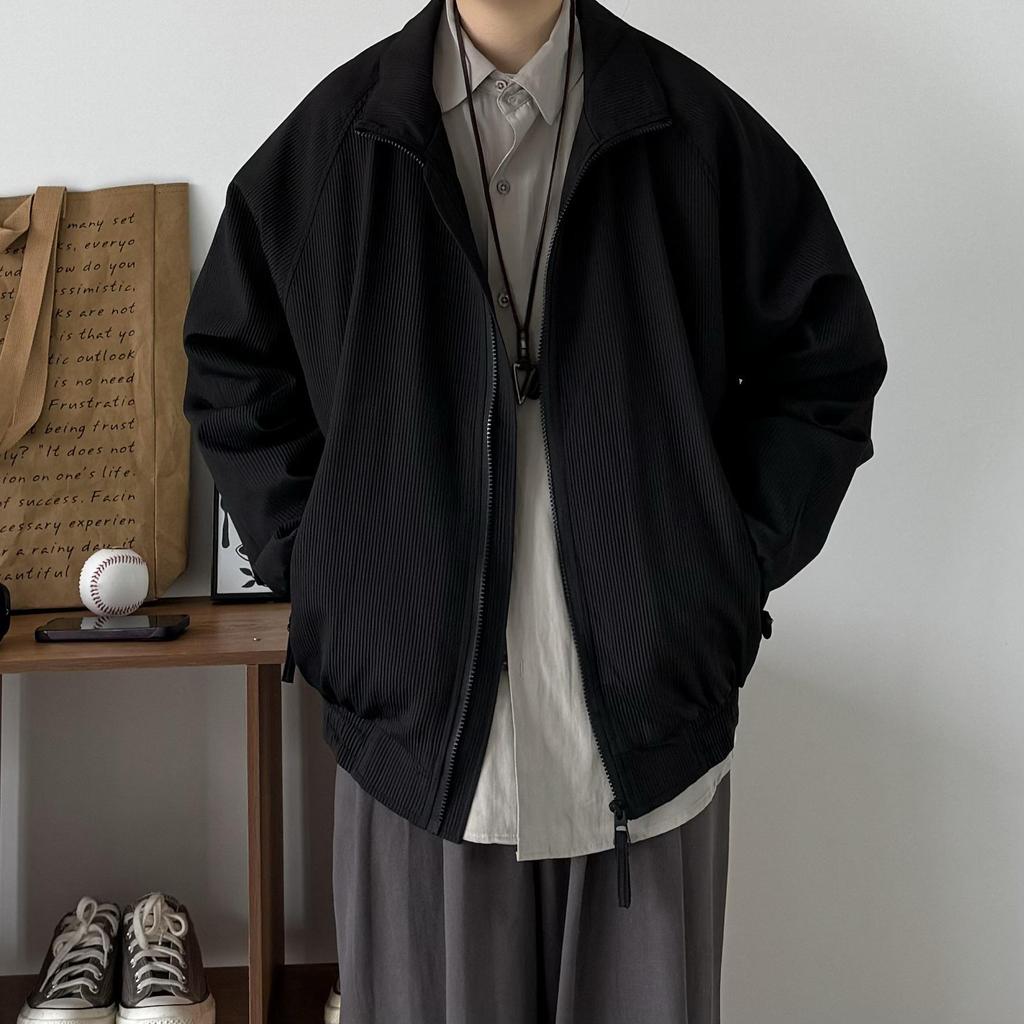 Men's Japanese Style Retro Stand Collar Raglan Sleeve Cotton Jacket - Autumn Winter Loose Fit