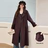 Women's 100% Cotton Relaxed Fit Long Trench Coat with Detachable Belt