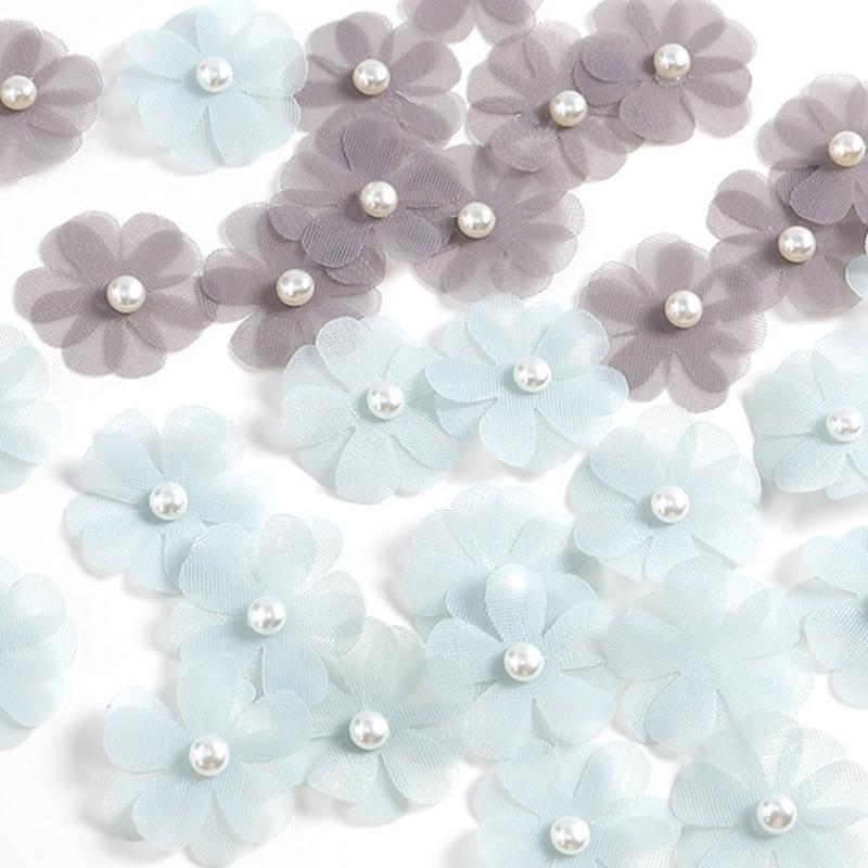  30Pcs Fabric Flower Artificial FlowerSewing Flower Applique for Clothing