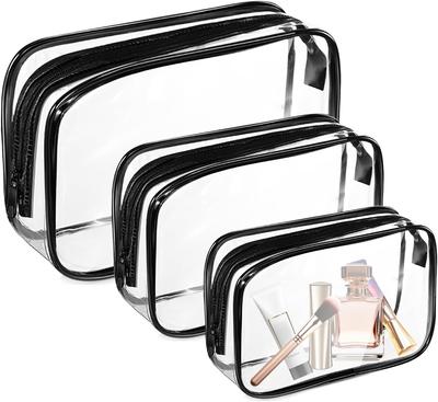 Clear Makeup Bag, 3 Pack TSA Approved Toiletry Bag for Travel Size ToiletriesCarry On Airport Airline Compliant Bag Travel Makeup Cosmetic Bag