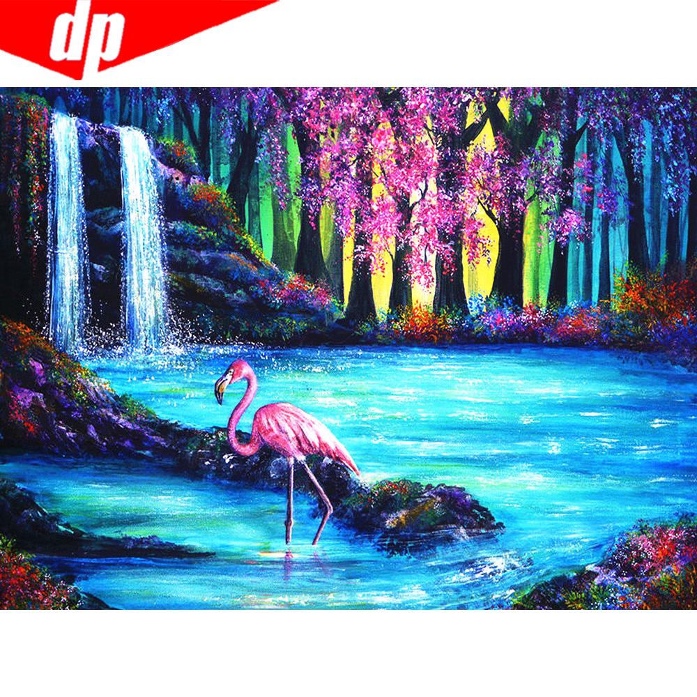 Diamant-Gemälde, Wasserfall-Landschaft, voller quadratischer Bohrer, Kunst, Strass, Diamant-Stickerei, Wolf, Tier, Kreuzstich, Mosaik, Winter, Kunsthandwerk, Heimdekoration